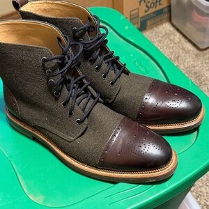 Joseph Abboud Olive and Brown Cap-Toe Boots